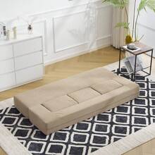 [5-Seater/No Assembly Required/Compressed Packaging] Sofa Bed 1+3 Set, Foldable, Floor Sofa, Compact, Low Sofa, High-Resilience Urethane 28D, Lightweight (Approx. 11kg), Ready-Made, For Kotatsu, Versatile Arrangement, Wick-Woven Material, Japanese-Style Design, Beige/Gray/Light Brown - 淺棕色 - 查看 2