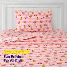 Kids Bed Sheet Collection - Full Size Sheets Bed Sheets Kids Bedding Sets For Girls Boys Toddlers With Fitted, Flat, And Pillowcases, Full, Summer Fun Pink