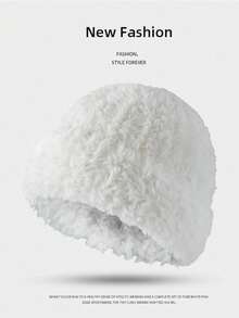 女士厚保暖内衬人造毛皮护耳针织帽，百搭休闲涤纶柔软无檐便帽，秋冬 - 帽子 - 查看 8