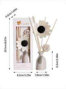 9 Pieces/1 Set, Flameless Home Aromatherapy Set, (1 Bottle Of Aromatherapy Oil+1 Ceramic Bottle+5 Rattan Aromatherapy Sticks+1 Rattan Ball+Dried Flowers) With Long-Lasting Fragrance, Suitable For Bedrooms, Study Rooms, Bathrooms, And Living Rooms. Birthday, Christmas, And New Year Gifts