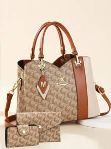 Conjunto Moderno de Três Peças de Bolsas para Mãe e Filha, Bolsa Casual Feminina de Grande Capacidade Clássica, Bolsa Elegante de Alta Qualidade para Presbiopia Feminina
