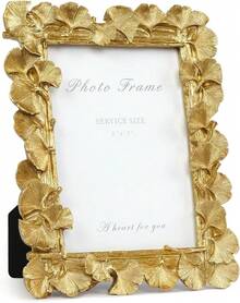 Picture Frame Vintage Gold Frames, Ornate Leaf Textured Hand-Crafted Resin With Glass Front, Gold Picture Frames For Tabletop Display, Retro Design Home Decor - Gold - View 4