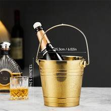 1pc Thickened Stainless Steel Hand-Held Ice Bucket Beer Bucket Bar KTV Ice Particle Bucket Red Wine Bucket Party Champagne Bucket Small Water Bucket, Kitchen Storage And Storage