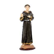 Escultura Frei Galvão 8 cm em Resina - Marrom - Visão 2