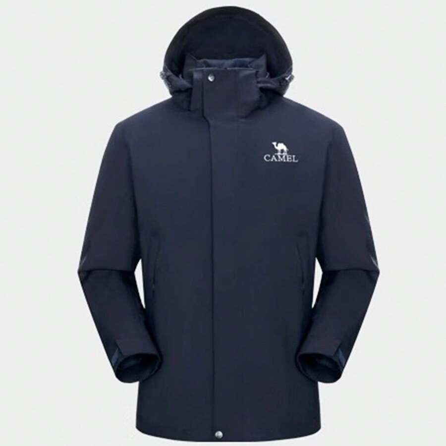 CAMEL CROWN Men's Outdoor Cold-Resistant Jacket Three-In-One Detachable Waterproof Plus Velvet Down Jacket - Dark Blue - View 1