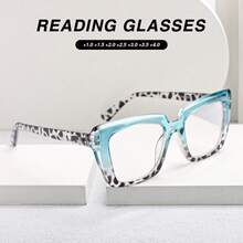 2pcs Women's Large Frame Reading Glasses, Colorful Patchwork Frame, Comfortable Spring Hinges, Simple & Versatile For Daily Wear - Blue + Green Tea - View 4