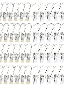 10/30/40 Pieces Of Stainless Steel Clothes Clip, Simple Stainless Steel Hook Clip,Stainless Steel Clips,Back To School Must Haves,Laundry Pegs With Hooks,(Coat) Hanger,Interior ,Portable Hanging Clothes Clip, Wardrobe Storage Racks, Clothes Hangers Easter Decorations, Mother's Day Clothing Spring Decorations, Holiday Decorations,Hanger Dress Pants Shoes Jeans Boots Skirt - 彩色 - 查看 19