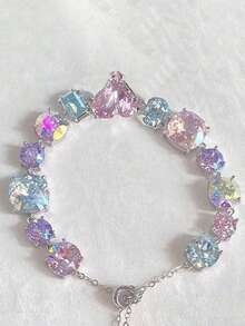 1 件青少年珠宝双圈紫水晶手链小众艺术蝴蝶仙子时尚手链珠宝