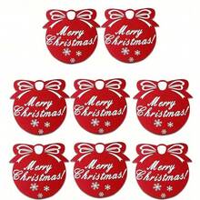 8pcs/16pcs Christmas Table Decor Placemats, Thick Felt Material Anti-Slip Tableware Pads, Merry Christmas Absorbent Coasters For Tea/Water Cups, Suitable For Holiday Party Table Decorations - Red - View 11