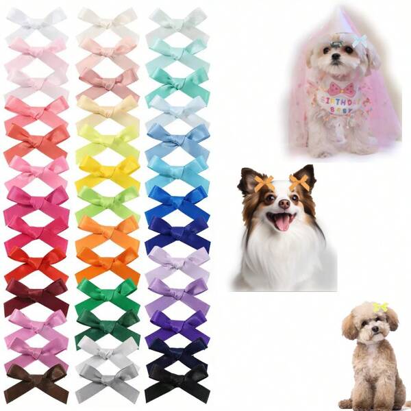 10/20pcs Random Color Ribbon Bow Hair Clips, Cute Bowknot Hairpins To Decorate Cats And Dogs, Help Pet Owners Style Their Pets