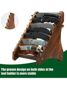 1 pieza Soporte de exhibición de cuchillos de madera, organizador de almacenamiento y exhibición de escritorio para cuchillos de fruta y herramientas de cocina en el hogar