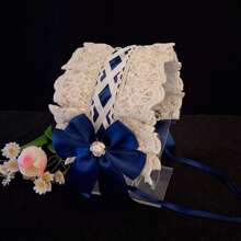 1pc Lolita Style Girl Faux Pearl Bow Lace Headband + Cute Countryside Themed Headpiece Ribbon Maid Headdress, Suits 2D Lolita Halloween