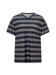 Women Y2k Fairy Grunge Striped Shirt Top Vintage Shorts Sleeve V Neck Goth Loose Fit T-Shirts Emo Gothic E-Girl Oversized Tees Tops Aesthetic Clothes Streetwear - Màu xanh bụi bặm - Xem 4