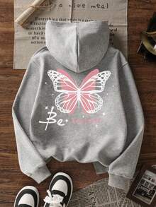 1 Stück Thermogefütterter Kapuzenpullover für Tween-Mädchen, warme dicke Jugendkleidung, geeignet für Kinder Herbst/Winter Langarmoberteil, Y2K/Streetwear/Urlaub/Mode/College