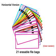 BELLKIDS 6/12 Transparent Double-Sided Erasable Dry Erase Bags With 8-Color Pens, Hanging Writing File Bags, Colored Graffiti And Painting Bags, PVC Storage Bags, Literacy Games, Interactive Props, Perfect For Classrooms, Families, Student Stationery, And Teaching Tools.