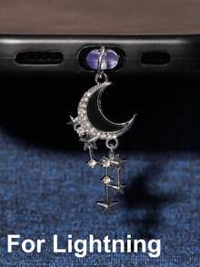1/6pcs Set Rhinestone Moon Tassel Phone Dust Plug, Alloy Metal Pendant Accessories, High-End, Personalized, Fashionable, Elegant, Exquisite Romantic Y2K Style Pendant Decor - Multicolor - View 19