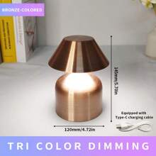 1 szt. Lampa bezprzewodowa, minimalistyczny design, złoty metal, przenośna lampa biurkowa LED z akumulatorem, 3 poziomy jasności, odpowiednia dla par, do jadalni, pokoju dziennego, salonu, sypialni