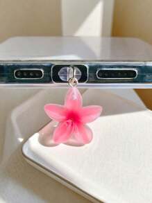 1pc Transparent Tie Dye 3D Flower Dust Plug Phone Charm Accessory, Suitable For Type C & Lightning Devices