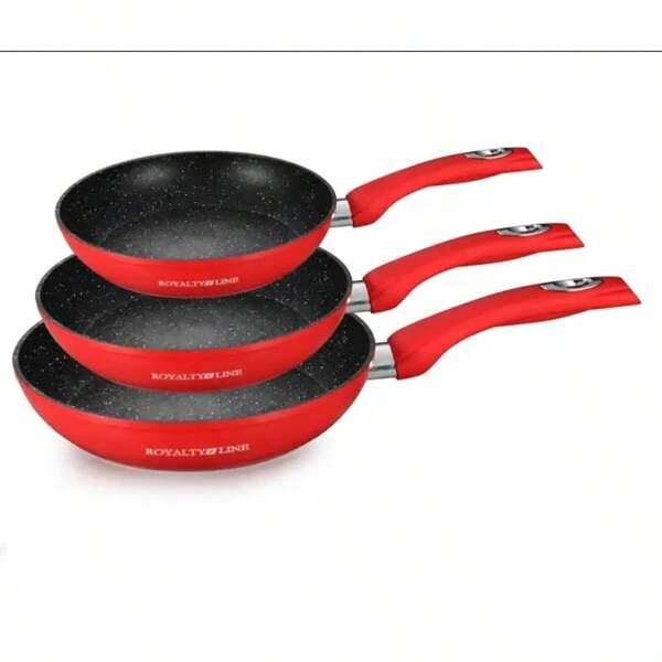 Zestaw 3 patelni do kuchenki indukcyjnej - 20/24/28 cm - patelnie z powłoką nieprzywierającą, odpowiednie do wszystkich źródeł ciepła