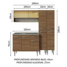 Compact Kitchen Cabinet 169cm With Sink Emilly Madesa 13 Brown - Brown - View 3