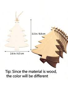 10 Peças Enfeites Penduráveis para Árvore de Natal, Artesanato de Madeira DIY, Pintura e Desenho DIY (Com Corda), Decorações de Natal, Suprimentos de Decoração DIY para Árvore de Natal