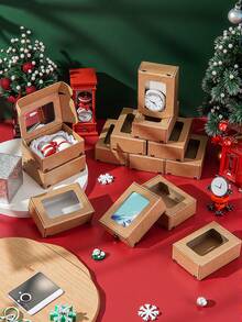 20/10/5pcs/1pc Brown Kraft Paper Boxes With Clear Window, 3.3 X 2.3 X 1.1 Inches (Approx. 8.9 X 5.9 X 3.9 Cm) Gift Packaging Boxes, Suitable For Baking Cookies, Cakes, Candies, Weddings, Parties, Gifts - Brown [8.7X6.2X3CM] - View 5