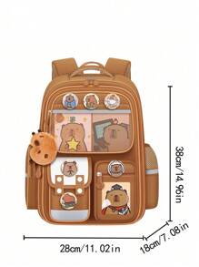 1pc Cute Capybara Design Lightweight Canvas Backpack, Fashionable Campus Student Bag, Travel Backpack With Ergonomic Design, Back To School Shoulder Bag