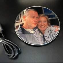 Personalized Wooden Wireless Charger 15W,Custom Photo Wireless Phone Charging Pad – Personalized With Your Favorite Team, Pet, Or Photo,Personalized With Office Accessories, Father's Day Gift For Mom – Tech Gift ﻿