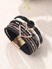 Women's Multi-Layer Bohemian PU Leather Bracelet, Daily Wear And Party Accessory