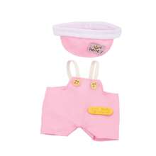 Latzhose, Hutset mit Wasserflasche Anhänger, Hund Anhänger, Schuhe (ohne Plüschpuppe, nur Kleidung und Accessoires)