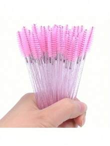 100pcs/Set Disposable Mascara Wands, Crystal S-Shaped Eyelash Extension Brushes, Spiral Eyelash & Eyebrow Brushes Makeup Brush Set (Black, Pink), Eyebrow Brush, Eyeshadow Brush, Makeup Brushes - Multicolor - View 11