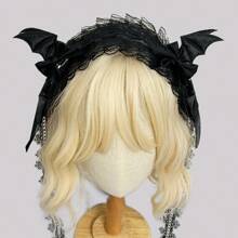 1pc/Set Women's Colorful Butterfly Decor & Wide Lace Headband Hair Accessories, Suitable For Daily Wear And Cosplay, Cute Style, Made Of Polyester And Spandex Halloween Valentine's Day