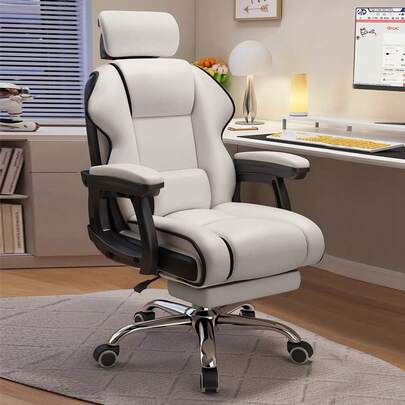 Executive Office Chair Reclining With Footrest Ergonomic Computer Desk With Lumbar Support Big And Tall Home High Back Gaming Chair For Office Home Study