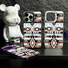 Retro Western Cowboy Style Pattern Phone Case For IPhone 16 15 14 13 12 11 Pro Max Plus Luxury Shockproof Protection Cellphone Cover - 黑色 - 查看 5