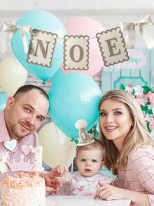 1pc First Birthday Hat With Pink Brown Flag - Girl's First Birthday Decoration, Cake Smashing Sparkling Cone Hat, Original Color Party Hat, Sweet First Birthday Photo Promotion For Little Princess, Suitable For Baby Showers, Baby Theme Parties - Multicolor - View 6