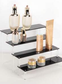 1 pieza Estantería de exhibición de cosméticos de acrílico multifuncional, de gran capacidad y de diseño minimalista moderno en color negro, adecuada para almacenar perfumes, figuras, lápices labiales y cosméticos, ideal para dormitorio, sala de estar, cocina, también perfecta para organizar la playa, el baño y el dormitorio, un gran regalo de vacaciones para familiares y amigos