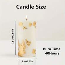 1 Stück handgefertigte goldfoliierte weiße Kerze, geruchlos & rauchfrei, künstlerisch & hochwertig, aus Sojawachs hergestellt, geeignet für Heimdekoration, Geschenke, Vatertag, Thanksgiving, Geburtstagsfeiern, kann 40 Stunden brennen, Größe und Platzierung der Goldfolie können variieren, zufällig versendet