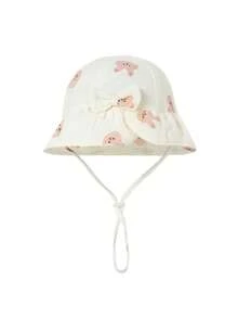 1 pieza Sombrero de cubo de algodón puro para bebé, sombrero de cubo estampado para bebé, sombrero de sol de unicolor unisex - Multicolor - Ver 7