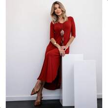 Long Dress 3/4 Sleeve Comfy Fashion With Pocket - 查看 3