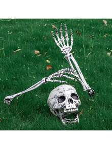3PCS Halloween Courtyard Props, Three Pieces Skeleton Set, Themed Party Courtyard Horror Decoration Ornament Skeleton Set, Happy Halloween!