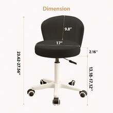 Small Desk Chair Round Rolling Chair With Back PU Leather Height Adjustable Swivel Vanity Work Computer Stool Chair For Home Office Bedroom(Set Of 2) - Black - View 6