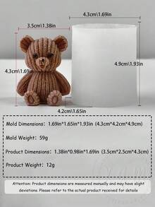 迷你泰迪熊模具，DIY泰迪熊蜡烛装饰，泰迪熊滴管装饰，手工皂，柔软易脱模，家居装饰，蜡烛或石膏浇铸一体式耐用硅胶材质，适用于桌面、卧室、门廊、床头柜、烛光晚餐装饰、节日派对氛围装饰，4款泰迪熊款式可选 - 白色 - 查看 6