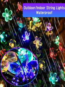 1 Pack Solar Garden String Lights,Outdoor Waterproof Fairy Lights 20/50/100 LED Solar Flower String Lights - 8 Lighting Modes Fancy Lights For Garden, Patio, Fence, Christmas Tree. Atmosphere Lights . For Outdoor Yard ,Patio ,Balcony ,Fence, Staircase, Lawn Decoration Christmas, Halloween, New Year And Holiday Decoration (Multicolor/Purple/Warm White/White)