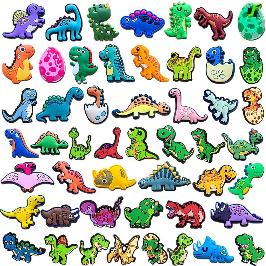 Random 15/20/30pcs Dinosaur Series Shoe Charms, Suitable For Beach Sandals, Shoe Decoration, High-Quality Popular Accessory, Great Gift For Teens, Men, Women And Adults - Multicolor - View 1