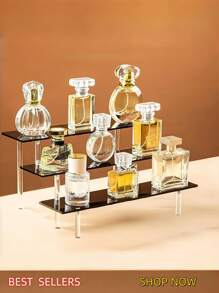 1 pieza Estantería de exhibición de cosméticos de acrílico multifuncional, de gran capacidad y de diseño minimalista moderno en color negro, adecuada para almacenar perfumes, figuras, lápices labiales y cosméticos, ideal para dormitorio, sala de estar, cocina, también perfecta para organizar la playa, el baño y el dormitorio, un gran regalo de vacaciones para familiares y amigos