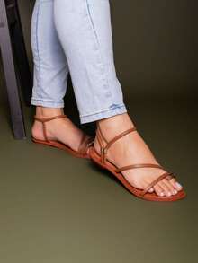 Women's Flat Sandal With Toe Decoration, Metal Strap, Casual, Elegant - Lạc đà - Xem 4
