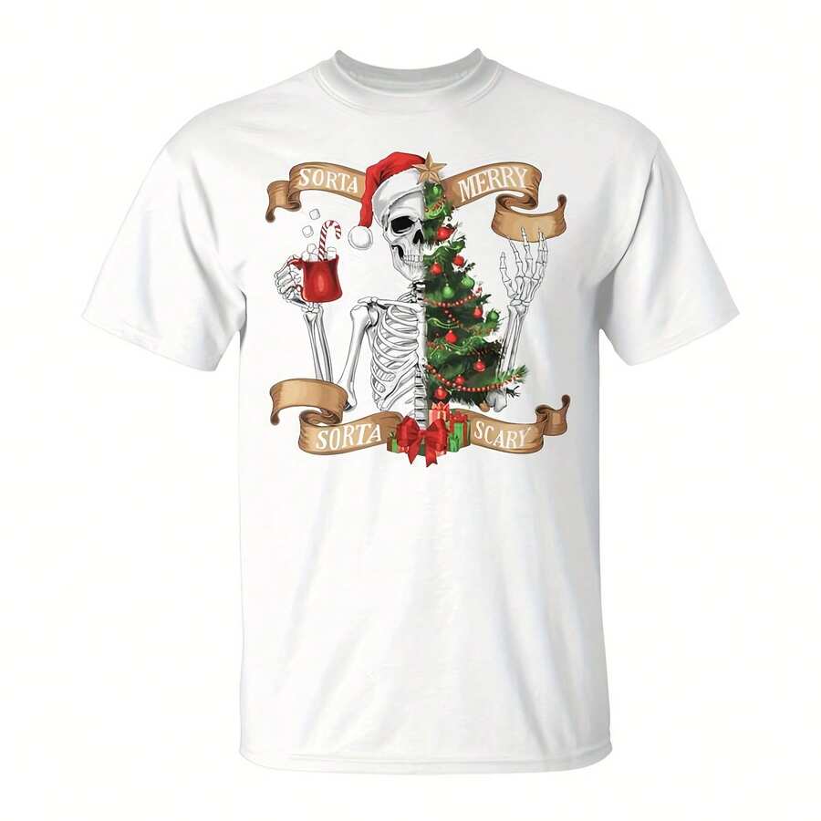 Rta Merry Rta Sry Cistmas Skeleton Tree  T-Shirt43459220g Sanded Cotton T-Shirt, There Is A  Layer Of Veet Inside, Very Ft And Warm Touch, Bring Full Sense Of The Package. Oversize For Afternoon Naps And Home Relaxation. Pattern Is A Yawning Rtoon Brown Bear, The Image Of Lazy And Lovely, With A Towel Embroidery Pess To Increase Its -Disional. It's The  Uniform Of"Narcole," Perfect For Lounging On The Couch Watching A Movie, Taking A Nap, Or Enjoying A Perfect Afternoon Of Doing Nog, Delr The Healing Message Of"Allow Yours To Relax.". - 白色6 - 查看 1