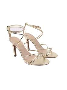 Gold 9cm Thin Heel Sandal With Cross Straps For Party - Gold - View 4