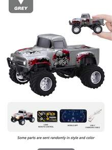 Mini RC Truck With APP Control, 1:64 Scale Monster Truck Toy, 2.4GHz Wireless Remote Control, LED Lights, Alloy Case, MultiControl Modes, Speed/Steering Adjustable- Toy Gift For Boys, Girls, Adults - Multicolor - View 13