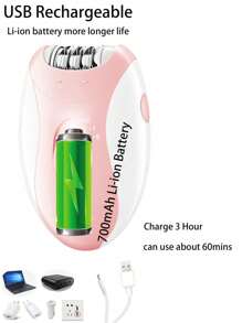 1pc Brand KM-189B Hair Remover Women's Underarm Remover Electric Epilator For Lady USB Rechargeable Cordless Women Hair Trimmer For Armpit, Leg, Private Part Hair Remove Machine